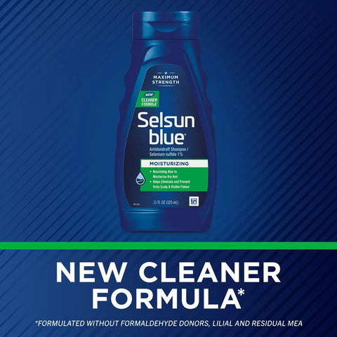 Selsun Blue Moisturizing Antidandruff Shampoo, 11 fl. oz. | Maximum strength scalp treatment with 1% selenium sulfide, helps prevent scalp itching and flaking