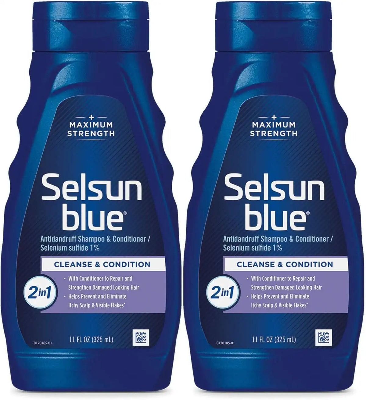 Selsun Blue 2-in-1 Anti-dandruff Shampoo & Conditioner, 11 fl. oz, Maximum Strength 2-in-1 Treatment, Selenium Sulfide 1% (Pack of 2)
